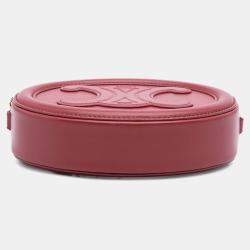 Pre Owned Celine Red Small Calfskin Cuir Triomphe Oval Crossbody