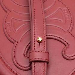 Pre Owned Celine Red Small Calfskin Cuir Triomphe Oval Crossbody