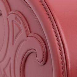 Pre Owned Celine Red Small Calfskin Cuir Triomphe Oval Crossbody