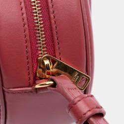 Pre Owned Celine Red Small Calfskin Cuir Triomphe Oval Crossbody
