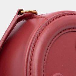 Pre Owned Celine Red Small Calfskin Cuir Triomphe Oval Crossbody