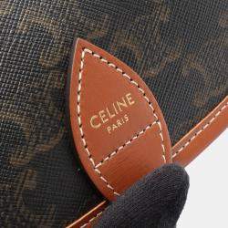 Pre Owned Celine Brown Medium Triomphe Coated Canvas Folco Crossbody