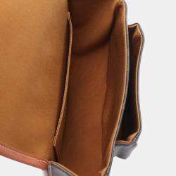Pre Owned Celine Brown Medium Triomphe Coated Canvas Folco Crossbody