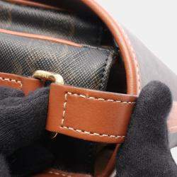 Pre Owned Celine Brown Medium Triomphe Coated Canvas Folco Crossbody