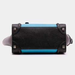 Pre Owned حقيبة يد سيلين ميكرو لاجيدج جلد ثلاثية الألوان زرقاء