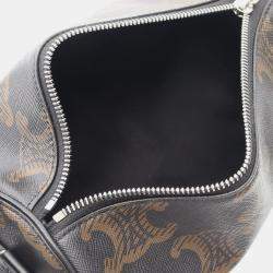 Pre Owned Celine Brown Triomphe Coated Canvas Cylinder Crossbody