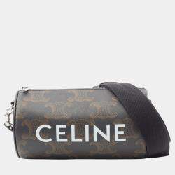 Pre Owned Celine Brown Triomphe Coated Canvas Cylinder Crossbody
