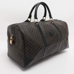 Pre Owned Celine Brown/Black Macadam Canvas and Leather Travel Suitcase