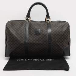 Pre Owned Celine Brown/Black Macadam Canvas and Leather Travel Suitcase