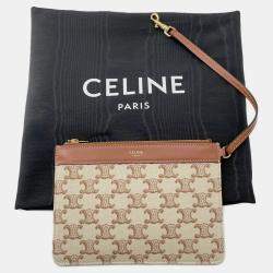 Pre Owned Celine Museum Bag Natural/Tan Triomphecanvas Leather