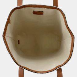 Pre Owned Celine Museum Bag Natural/Tan Triomphecanvas Leather