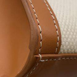 Pre Owned Celine Vertical Cabas Natural/Tan Canvas Leather Mini Tote