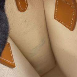 Pre Owned Celine Vertical Cabas Natural/Tan Canvas Leather Mini Tote