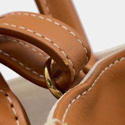 Pre Owned Celine Vertical Cabas Natural/Tan Canvas Leather Mini Tote