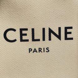 Pre Owned Celine Vertical Cabas Natural/Tan Canvas Leather Mini Tote