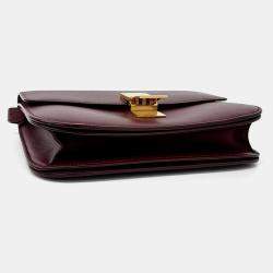 Pre Owned Celine Burgundy Leather Classic Box Medium