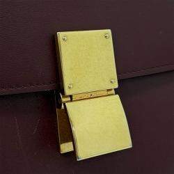 Pre Owned Celine Burgundy Leather Classic Box Medium