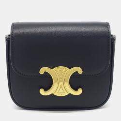 Pre Owned Celine Black Leather Triumph Mini Crossbody Bag