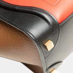 Pre Owned Celine Red Micro Tricolor Leather Luggage Tote
