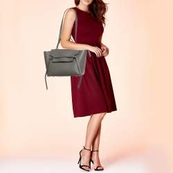 Pre Owned Celine Grey Leather Mini Belt Top Handle Bag