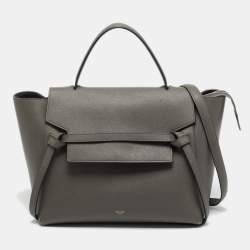 Pre Owned Celine Grey Leather Mini Belt Top Handle Bag