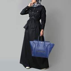 Pre Owned Celine Blue Leather Mini Luggage Tote