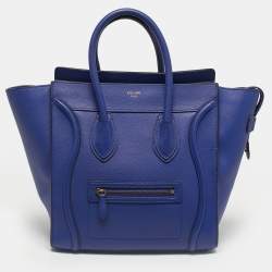 Pre Owned Celine Blue Leather Mini Luggage Tote