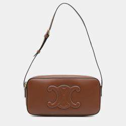 Pre Owned Celine Brown Mini Calfskin Cuir Triomphe Camera Shoulder Bag
