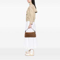 Pre Owned Celine Brown Shearling and Leather Romy Shoulder Bag
