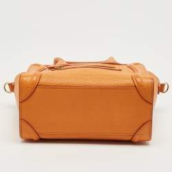 Pre Owned Céline Orange Leather Nano Luggage Tote
