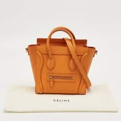 Pre Owned Céline Orange Leather Nano Luggage Tote