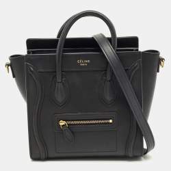 Pre Owned Celine Black Leather Nano Luggage Tote