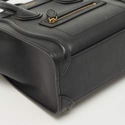Pre Owned Celine Black Leather Nano Luggage Tote