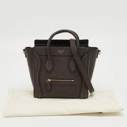 Pre Owned Celine Dark Grey Leather Nano Luggage Tote