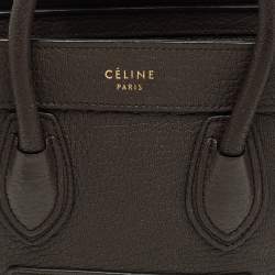 Pre Owned Celine Dark Grey Leather Nano Luggage Tote