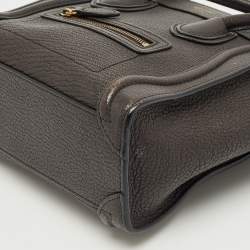 Pre Owned Celine Dark Grey Leather Nano Luggage Tote
