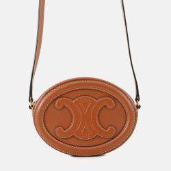 Pre Owned Celine Oval Purse Cuir Triomphe Shoulder Bag Tan Leather