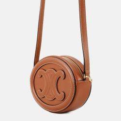 Pre Owned Celine Oval Purse Cuir Triomphe Shoulder Bag Tan Leather