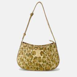 Pre Owned Celine Triomphe Tilly Leopard One-Shoulder Bag Beige Pvc Leather