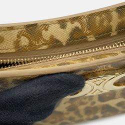Pre Owned Celine Triomphe Tilly Leopard One-Shoulder Bag Beige Pvc Leather