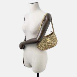 Pre Owned Celine Triomphe Tilly Leopard One-Shoulder Bag Beige Pvc Leather