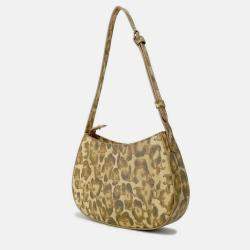 Pre Owned Celine Triomphe Tilly Leopard One-Shoulder Bag Beige Pvc Leather