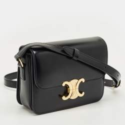 Pre Owned Celine Black Glossy Leather Teen Triomphe Shoulder Bag