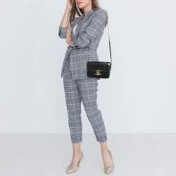 Pre Owned Celine Black Glossy Leather Teen Triomphe Shoulder Bag