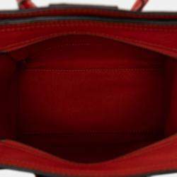 Pre Owned Celine Orange Nano Leather Luggage Tote