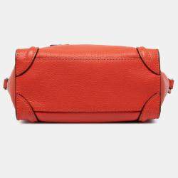 Pre Owned Celine Orange Nano Leather Luggage Tote