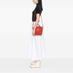 Pre Owned Celine Orange Nano Leather Luggage Tote