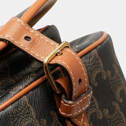 Pre Owned Celine Brown Medium Triomphe Coated Canvas Folco Crossbody