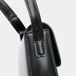 Pre Owned Celine Black Shiny Calfskin Claude Shoulder Bag