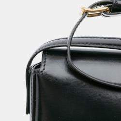 Pre Owned Celine Black Shiny Calfskin Claude Shoulder Bag